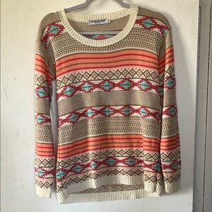 Boho Style Cozy Earthy Patterned Sweater